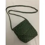 編織斜背小包包-墨綠色