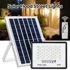 LED Solar Flood Light Sensor Street Outdoor Garden IP67 Remote Security Lights