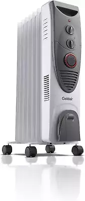 1900W 7 Fin Dual Tech Oil Column Heater with 3 Heat Settings, 24-Hour Timer