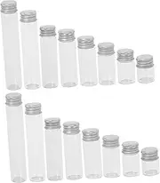 Mobestech Aluminum Cover Glass Bottles 16pcs Mini Jars with Screw Top Vials for Essential Oil Storage Artistic Favor Container