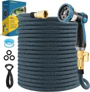Non-Expanding Garden Hose 50 ft, Flexible Kink Free Water Hose with 10 Watering