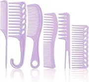 6PCS Professional Hair Comb Set for Women & Men Purple Rat Tail, Wide & Fine Tooth Combs for Curly Hair, Braiding, Barber Styling, Cutting & Parting Purple