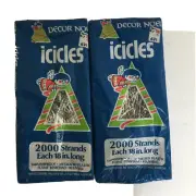 2 Vintage Christmas Icicles Packages Decor Noel KMart 2000 Strands Holiday
