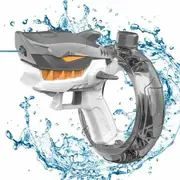 (Grey)Electric Water Gun For Kids Cartoon Shark Watergun Automatic Squirt Fast-Fill Water Blaster Toys,Summer Outdoor Play Water Toys