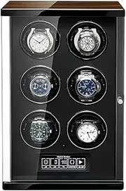 [LSRRYD] Watch Winders for 6 Automatic Watch,Built-in LED Illumination and LCD Touchscreen ControlmShell Piano Paint and High-Density Pine Wood, Ultra-Silence (Size : 6+0)