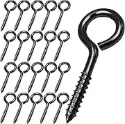 YGAOHF Eye Hooks Screw, 20 PCS 2.5 Inches Stainless Steel Eye Screws, Self Tapping Eyelet Screw Eye Bolts for Wood, Securing Cables Wires, Indoor & Outdoor Use, Black