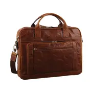 Pierre Cardin Italian Leather 15" Laptop Briefcase Bag (Chestnut)