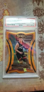 Tyler Herro 2019-20 Select Die Cut Premier Orange Prizm Rookie 50/65 - PSA 9