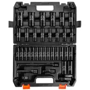 35-Piece 1/2" Drive Deep Impact Socket Set - SAE 3/8"-1-1/4" & Metric 8-24mm,...