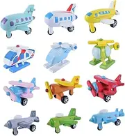 HEALSOPTHY 12Pcs Wooden Mini Plane for Educational Plaything to Enhance Grasping Skills and Promote Knowledge of Airplanes Safe and for Endless Fun