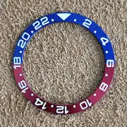 38MM GMT Red and Blue Aluminum Bezel Green/Blue Luminous Watch Replacement Parts