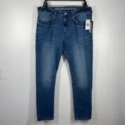 Buffalo David Bitton Slim Stretch Jeans Ash-X Denim Blue Mens W36 L32 Casual