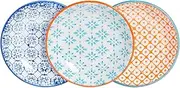 [Nicola Spring] Hand-Printed Sauce Dishes - 10cm - 3 Colours - Pack of 6 - Decorative Porcelain Side Dipping Dish for Soy Sauce, Seasoning, Chutney, Condiments