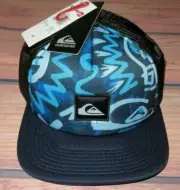 MENS QUIKSILVER BLUE CAP SNAPBACK ADJUSTABLE TRUCKER HAT ONE SIZE