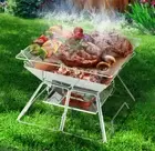 2-in-1 Grill BBQ Smoker Camping Fire Pit rack Outdoor Portable Stainless Steel