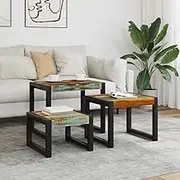 Generic Three Piece Nesting Tables Solid Reclaimed Wood,243279