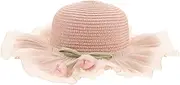 [GLSTOY] Straw Sun Hat Breathable Lightweight Beach Cap for Summer Outdoor Activities Cute Stylish Design Sun Protection Fits Head Circumference Pink