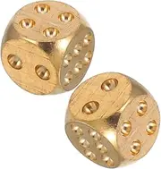 JOINPAYA 2pcs Solid Brass Dices Set 15x15x15mm Metal Dice Game Pub Bar Supplies Entertainment Dice Set