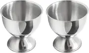 Qjaiune 2pcs Silver Egg Cups Stainless Steel Egg Holder, Soft Boiled & Hard Boiled Egg Tray Kitchen Gadgets Tools, 46mm x 48mm Small Egg Cup