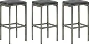 Bar Stools with Cushions 3 pcs Grey Poly Rattan Bar Chair