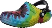 [Crocs] Unisex Adults Classic Tie Dye Lined Fuzzy Slippers Clog