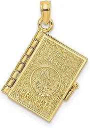 [JewelryWeb] 14ct Gold 3 d Prayer Of Jabez Book Moveable Pages Charm Pendant Necklace 22.25mm long