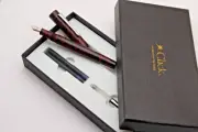 Click Century Maroon & Black Ebonite Fountain Pen With Chrome Trims New In Box