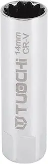 X AUTOHAUX Spark Plug Impact Socket 63mm for Car Motorcycle Dirtbike Repair Hardware Tool CR-V Silver Tone Durable 12 Point 14mm 3/8 Inch Drive