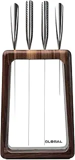 Global Hashira 5-Piece Japanese Knife Block Set, Made in Japan, Walnut Storage Block