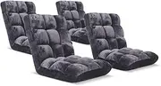 SOGA 4X Floor Recliner Folding Lounge Sofa Futon Couch Folding Chair Cushion Grey