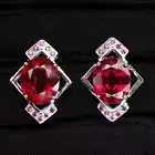 Gleaming Red Rubellite Tourmaline 15.40Ct 925 Sterling Silver Handmade Earrings