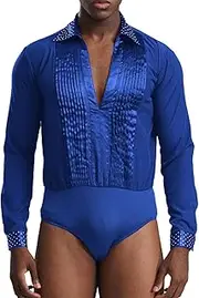 [Loodgao] Men’s Long Sleeve Leotards Gymnastic Athletic Costumes Ballet Dance Unitards Latin Dancewear