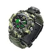 Mens Tactical Digital Watch, 23 in 1 Survival Multi-Functional Army Outdoors Waterproof Camouflage Sports Watches