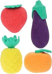 Homoyoyo 4Pcs Mini Food Erasers Cute Fruits Vegetables Safe Material for Classroom Office Decor Fun and Functional Student Stationery