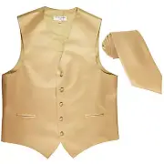 New Men's Formal Tuxedo Vest Waistcoat_2.5" skinny Necktie solid beige wedding