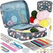 58PCS Crochet Kit Beginners Crochet Set with Crochet Yarn, Portable Crochet Hook Set Crochet Hooks Ergonomic Soft Grip Lace Crochet Hooks Travel Crochet Hook C