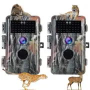 2-Pack Trail Game Cameras 48MP 1296P Video No Glow Night Vision 110° Field of...