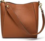 [Doris&Jacky] Leather Bucket Hobo Bag for Women Designer Shoulder Tote Purse and Handbags with Detachable Wide Strap
