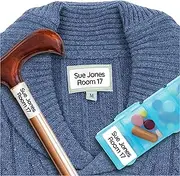 Clothing Labels for Nursing Home (60), No-Iron, Washable & Personalized Name Tags for Clothes, Items and Nursing Home Supplies (1.2” x 0.5”) - White