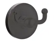 Lot of 4 Emtek Double Robe Hook in Oil Rubbed Bronze, Round Rosette