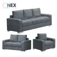 在飛比找momo購物網優惠-【NEX】時尚經典 1+2+3整組沙發 灰色耐抓皮沙發(皮沙
