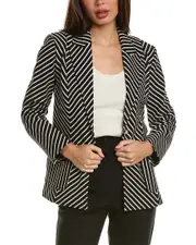 Elie Tahari Striped Blazer 12 Black