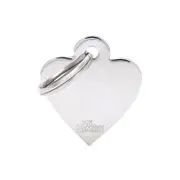 My Family Basic Heart Pet Tag Collar Accessory Chromed - 2 Sizes