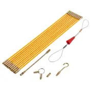 Rods Fish Tape 10.83FT Fiberglass Electrical Cable Threader Running Puller in Case 10Rods x 33cm yellow