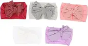 Kisangel 5pcs Bow Headbands Soft Elastic Nylon Hairband Unisex Hair Accessories Gentle Skin Stylish Hair Decor for Newborns