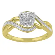 Solitaire Look Ring with 0.14ct of Diamonds in 9kt Yellow Gold