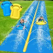 Evoio Extra Long Water Slide for Kids Adults, 39.4 FT Slip Water and Slide for Kids Backyard, Heavy Duty Double Lane Lawn Water Slides with 2 Bodyboards for Backyard Lawn Outdoor Party Water Play Toys