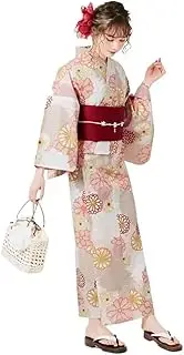 [Yeodong] Yukata Dress Women Cute Summer Kimono With Drawstring Bag Floral Print Robe Breathable 2-Pieces Set Japanese Style