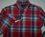 NWT Polo Ralph Lauren RED/BLUE PLAID Performance SOFT Flannel Shirt Men's S PONY