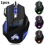 Gaming Mouse 7 Button USB Wired LED Breathing Fire Button 5500 DPI Laptop PC USA